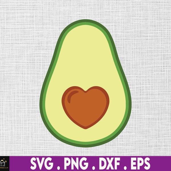 Avocado svg, Heart svg, kawaii svg, Instant Digital Download files included!