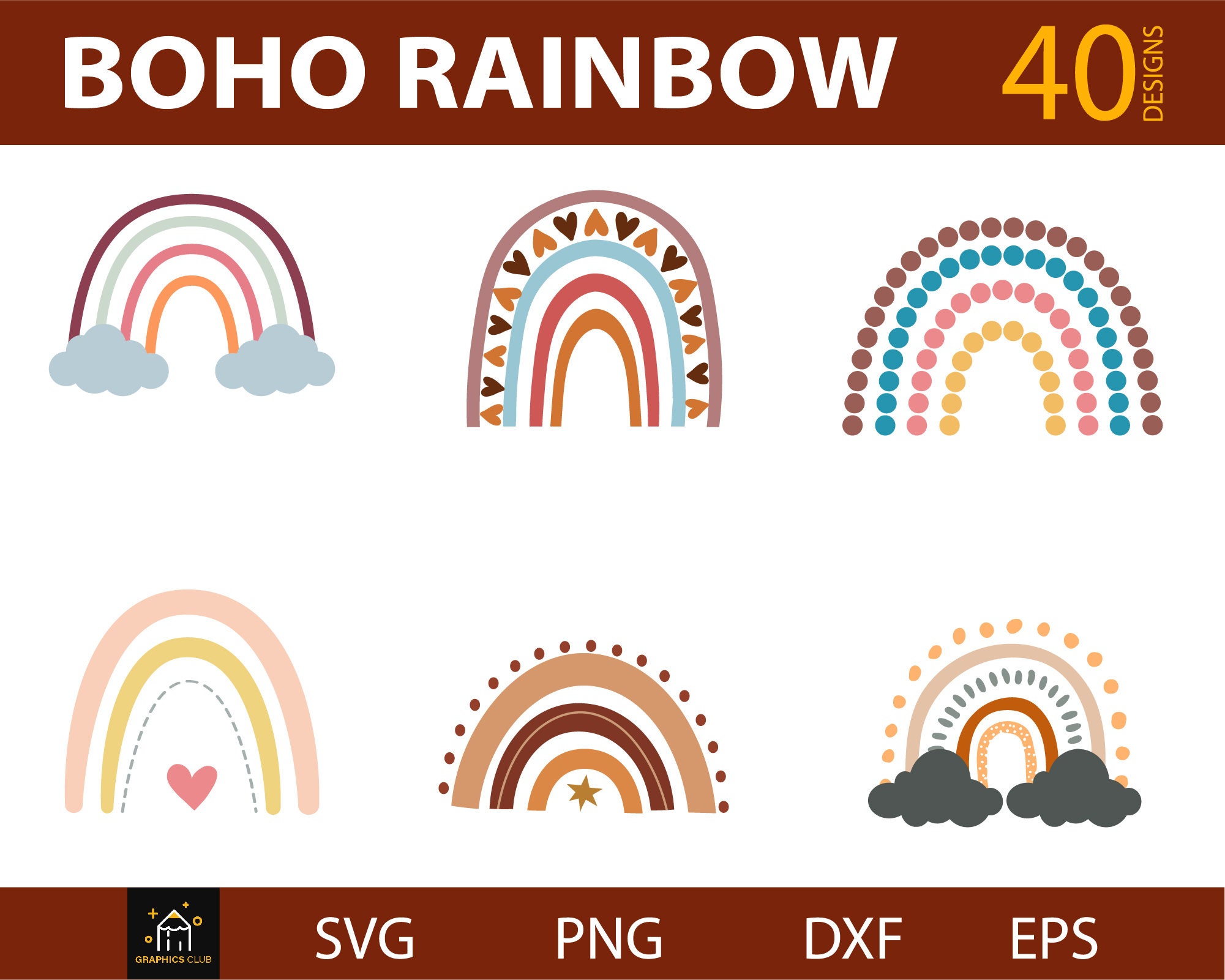 Boho Rainbow Svg Bundle Rainbow Svg Cute Rainbow Svg Boho - Etsy