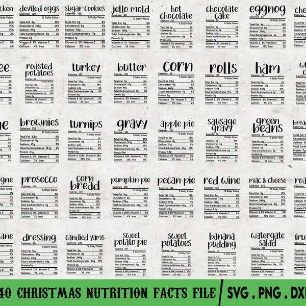 Christmas Nutrition Facts svg bundle,Nutrition food facts svg,Christmas holiday svg,Christmas svg, thanksgiving nutrition svg,christmas food