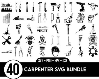 Carpenter Svg Bundle, Carpenter tools Svg, Carpenter Svg, carpenters svg, lumberjack svgCarpenter Silhouette, Nail svg, Bolt Svg, chainsaw