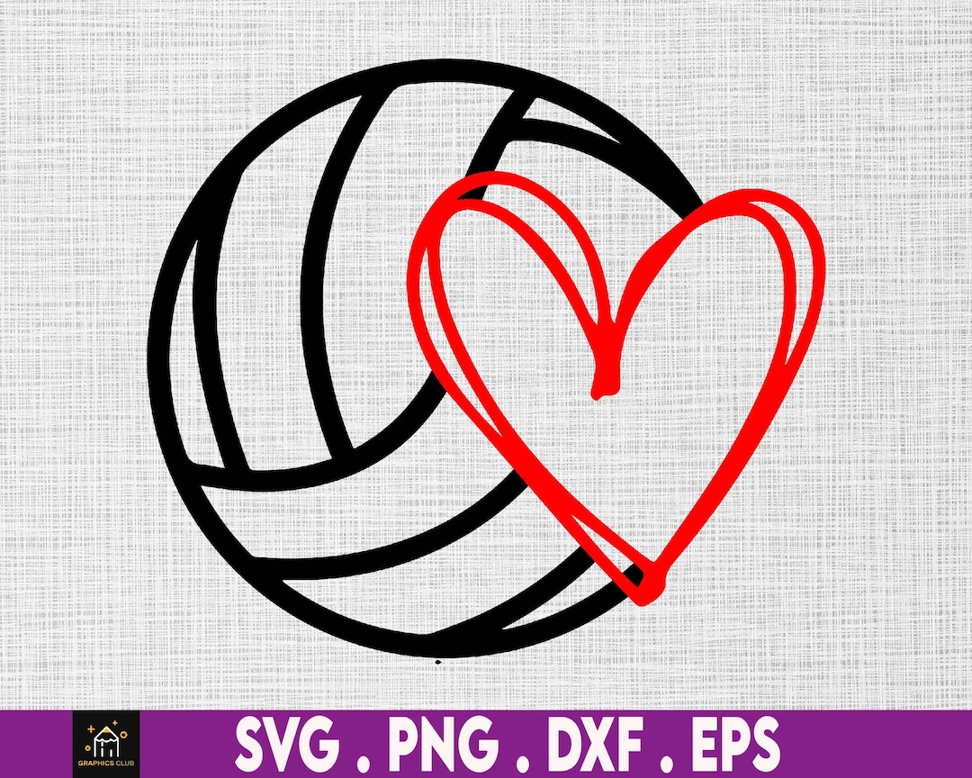 Volleyball With Heart Svg, Volleyball Vector, Volleyball Team, Popular ...