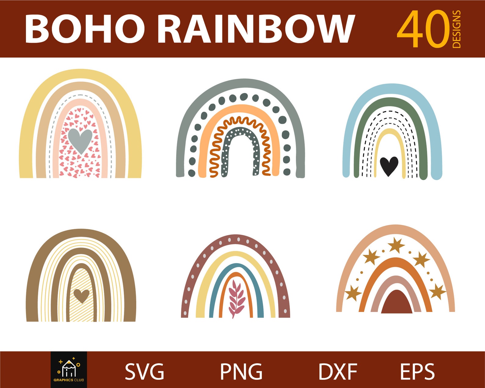 Boho Rainbow Svg Bundle Rainbow Svg Cute Rainbow Svg Boho - Etsy