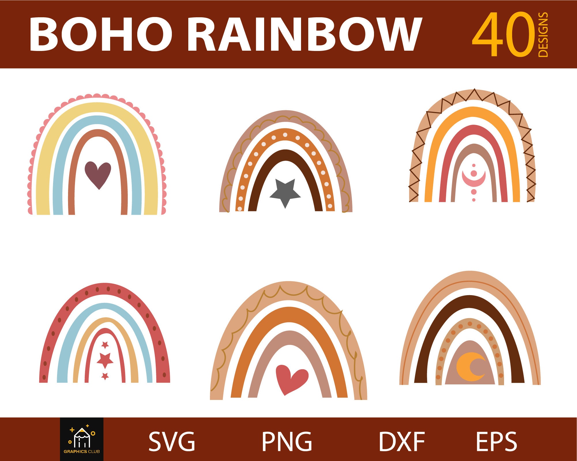 Boho Rainbow Svg Bundle Rainbow Svg Cute Rainbow Svg Boho - Etsy