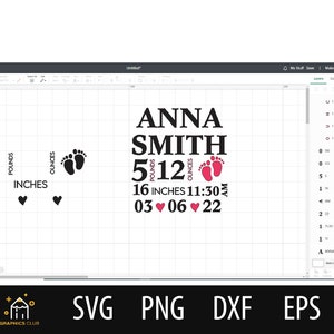 Baby Birth Announcement Template Svg, Free Font, Birth Stats Baby Svg ...
