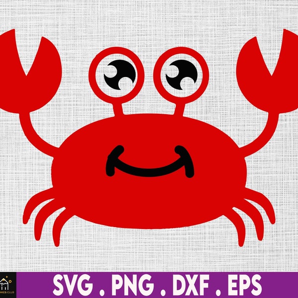 Crab svg, Ocean Crab svg, Beach svg, Cute Cartoon Crab, Crab png, summer svg, crab cut file, ocean svg, crab silhouette