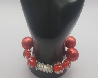 Recycled red glass earrings + bracelet set