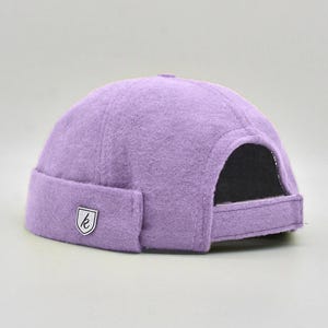Lilac Wool Docker Cap: Unisex Brimless Beanie, Sailor Skullcap
