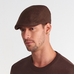 Mens Wool Blend Flat Cap: Peaky Blinders Style Baker Boy Hat