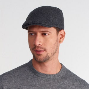 Mens Wool Blend Flat Cap: Peaky Blinders Style Baker Boy Hat
