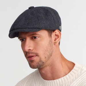 Herringbone Wool 8 Panels Cap, Peaky Blinders Hat, Winter Baker Boy Hat, Irish Flat Cap, Gatsby Hat, Newsboy Cap, Christmas Gift