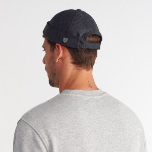 Wool Docker Cap: Dark Gray Brimless Skullcap, Unisex Winter Hat