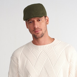 Green Wool Blend Flat Cap: Peaky Blinders Style
