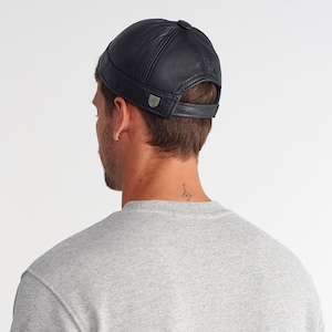 Men & Womens Genuine Leather Docker Cap, Sheepskin Leather Brimless Cap, Modern Cap Beanie Hat, Fisherman Cap, Skullcap Hat
