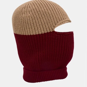 Burgundy Ski Mask | Knitted Balaclava | Snood | Face covering | Streetwear | Snowboard | Winter Warm Ear Protection Woolen Beanies