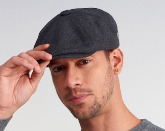 Wool Blend Newsboy Cap: 8 Panel Irish Flat Cap, Peaky Blinders Style