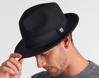Schwarzer Trilby Hut: Unisex Fedora mit breitem Band