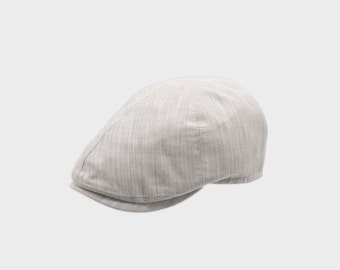 Linen Tailored Flat Cap, 6 Panel Peaky Cap, Ivory Summer Duckbill Hat, Tommy Shelby Hat, Ivy Hat, Fathers Day Gift, 6 Colors, 3 Sizes