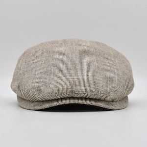 Berretto piatto in lino irlandese, cappello estivo da uomo, berretto da giornalaio, casquette gavroche, cappello da fornaio, cappello Peaky Blinders color avorio, regalo per la festa del papà