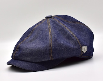 Denim Blue Flat Cap, Men's Summer Hat, Jean Irish Cap, Gatsby Hat, Peaky Blinders Cap, Fathers Day Gift