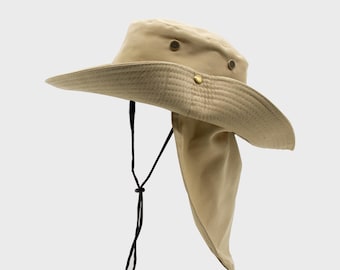 Boonie Hat with Neck Flap, Camel Summer Hat, Mens Cowboy Hat, Brim Neck Cover Sun UV Flap Cap Fishing Garden Outdoor