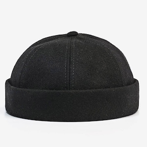 Wool Docker Cap: Minimalist Brimless Sailor Skullcap