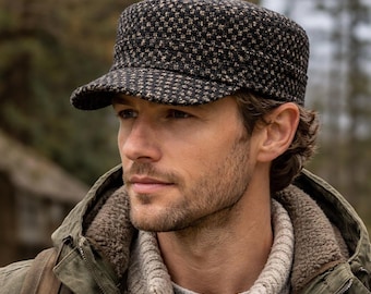 Lingding Cadet Army Cap Fitted Military Style Hat Basic Army Hat