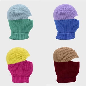 Multicolor Balaclava Knit, Full Face Mask for Women, Ski Mask, Face Cover, Winter Hat, Unisex Beanies, Knit Helmet, Knit Hat, Gift for Him
