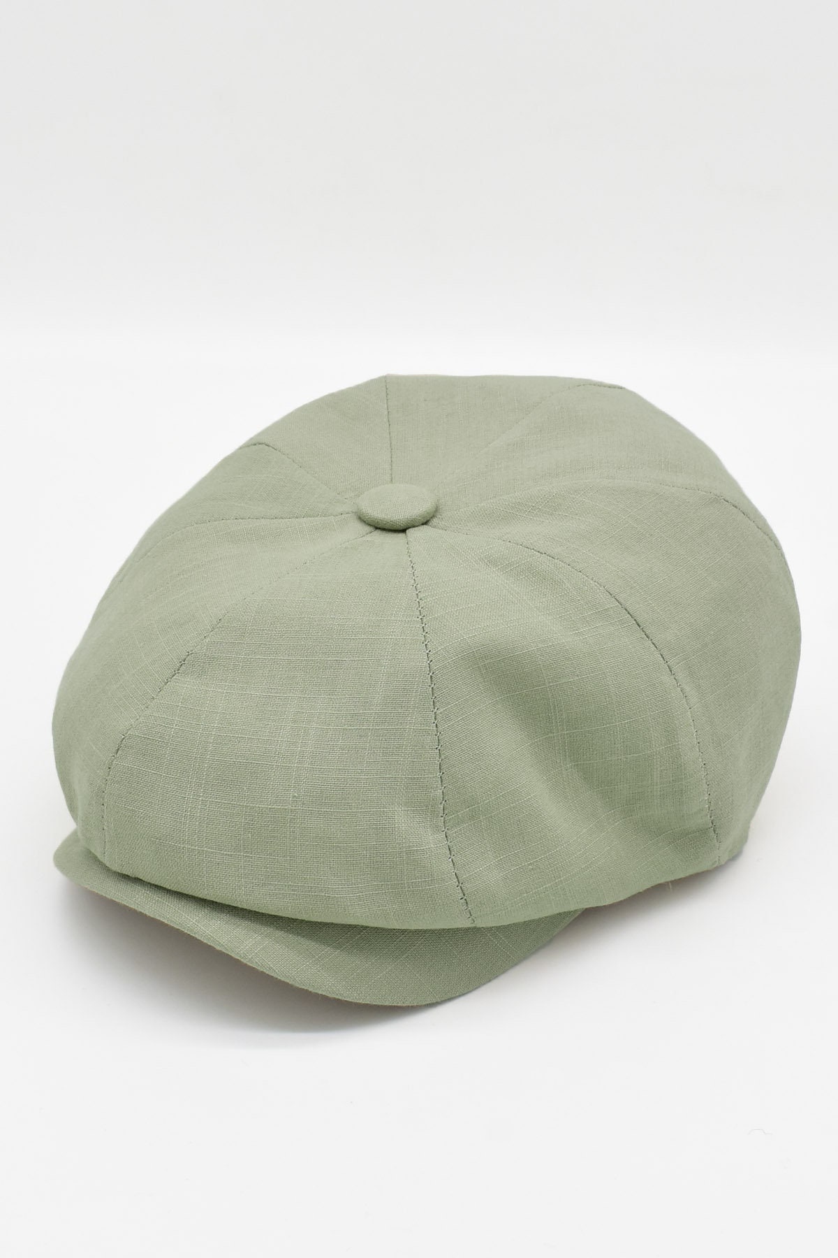 Linen Green Peaky Cap - Natural Summer Hat - Unisex - Handcrafted - Best Father's Day Gift