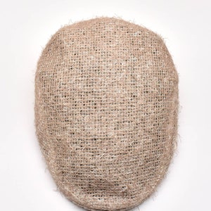Mens Straw Textured Flat Cap, Irish Flat Cap, Summer Sack Fabric Hat, Fathers Day Gift image 4