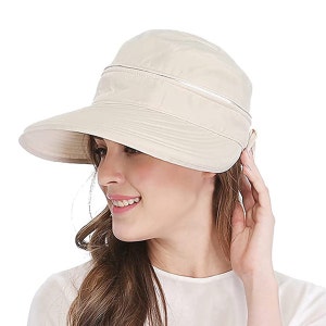 Beach Visor Cap Woman Summer Hat Visor Modular Turban Hat Zipper Front Cap Ponytail Hat Wide Brim Sun Hat image 1