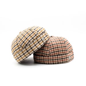 Houndstooth Wool Docker Cap: Unisex Brimless Sailor Hat