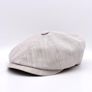 Mens Summer Linen Bakerboy Cap: Vintage Peaky Blinders Style