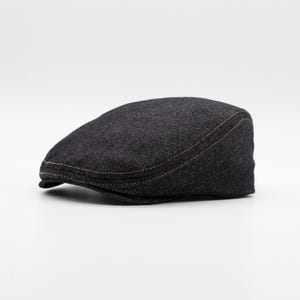 Vintage Style Black Denim Flat Cap: Summer Newsboy Hat