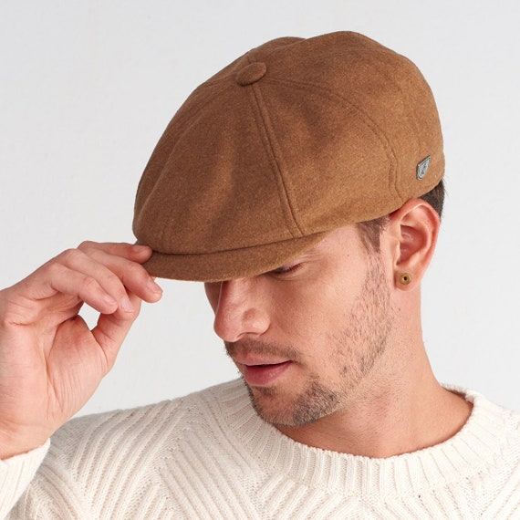 Gorra negra de Newsboy, sombrero de invierno para hombre, gorra