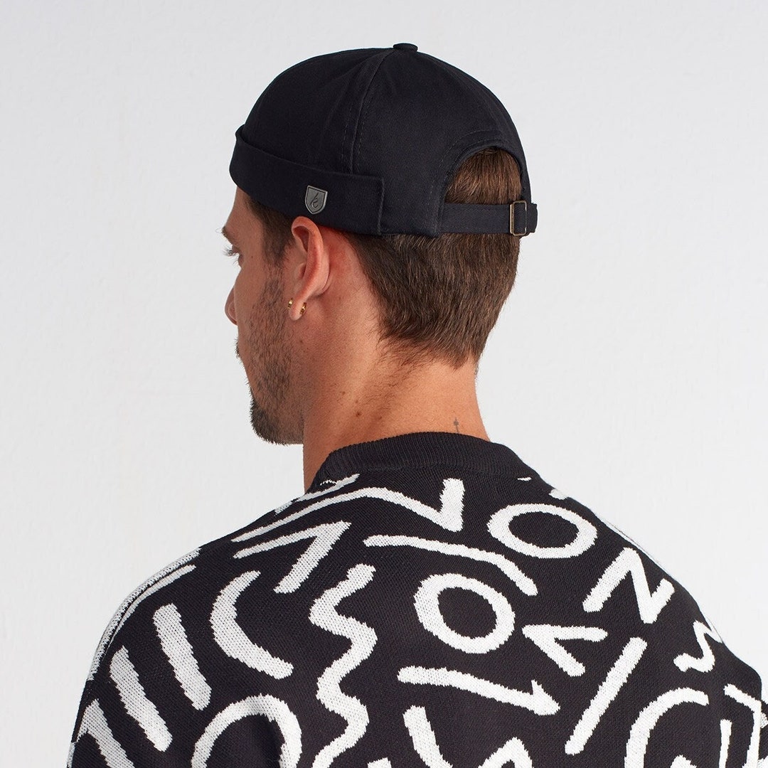 Black Docker Cap, Modern Black Beanie Hat, Fisherman Cap, Military Leon