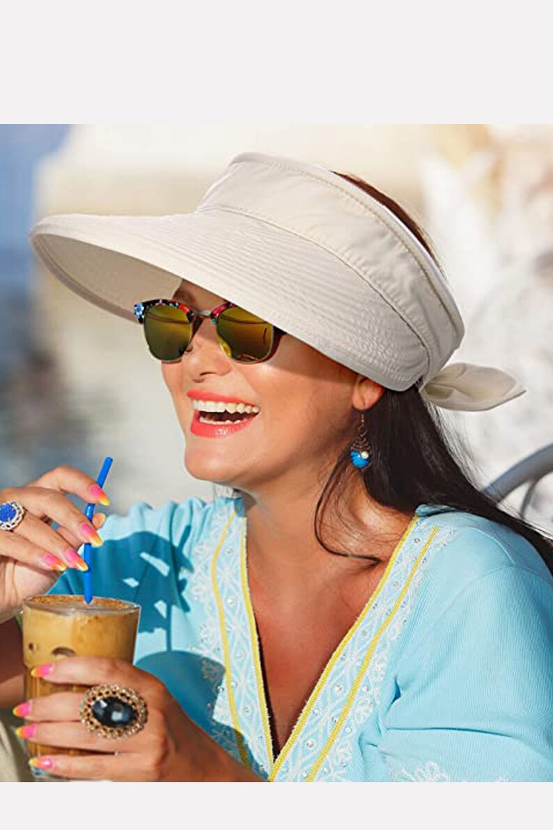 Beach Visor Cap Woman Summer Hat Visor Modular Turban Hat Zipper Front Cap Ponytail Hat Wide Brim Sun Hat image 10