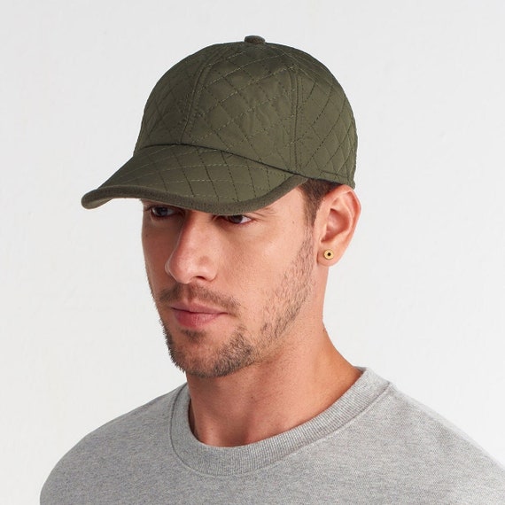 Green Winter Water Resistant Quilted Baseball Cap, Ultra Light Hat