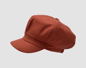Wool Newsboy Cap: Women's 8 Panel Cabbie Hat