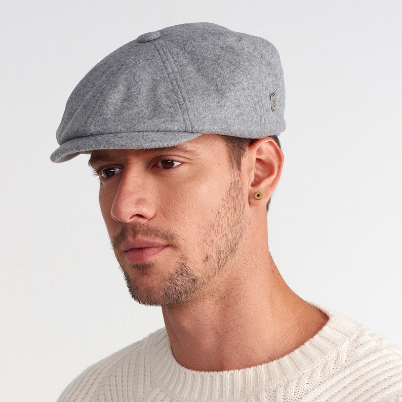 Black Newsboy Cap Mens Winter Hat Wool Flat Cap Peaky Etsy