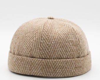 Wool Beige Docker Hat – Minimal Fisherman Beanie for Men & Women