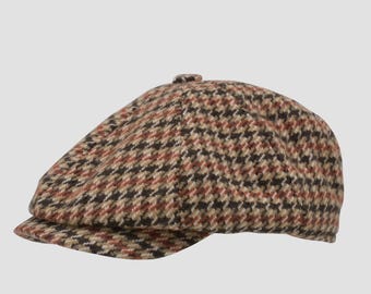 Houndstooth Wool Blend Newsboy Cap - Peaky Blinders Style