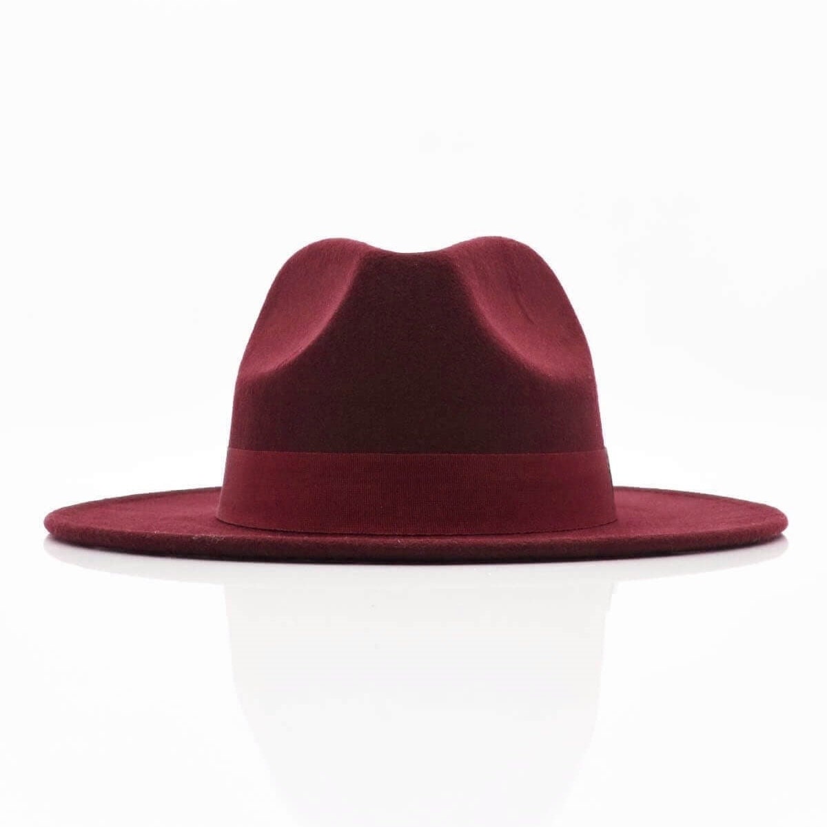 thumbnail image 2 of Knqrhpse Fedora Hat Unisex Wide Brim Jazz Hat Autumn Winter Classic Elegant Panama Hat Gentleman Hat Wine 2 of 13