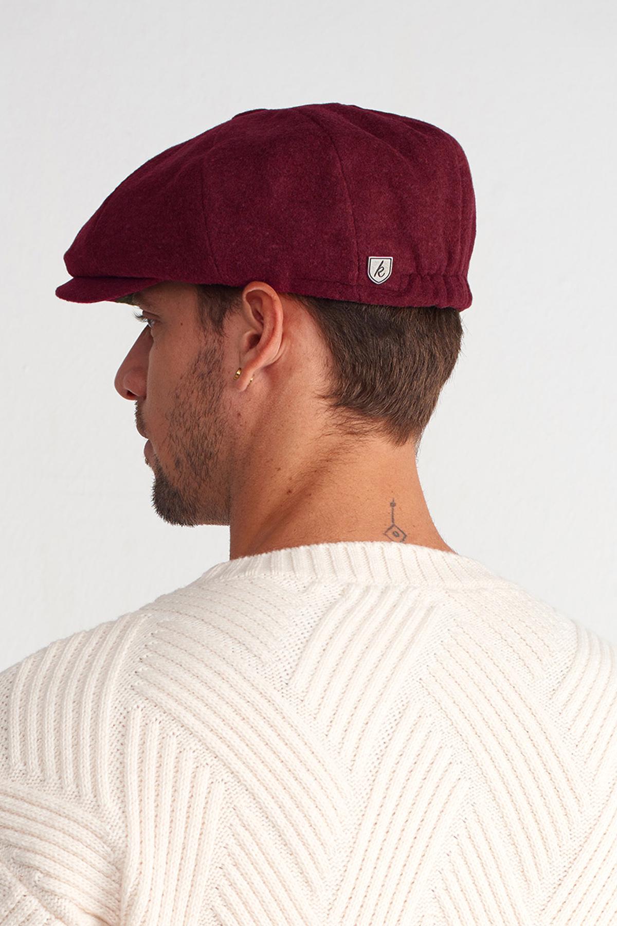 Burgundy Wool 8 Panels Cap, Peaky Blinders Hat, Unisex Baker Burgundy Wool 8 Panels Cap, Peaky Blinders Hat, Unisex Baker