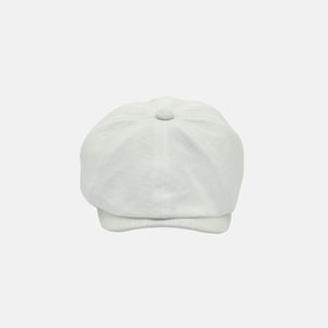 White Linen Newsboy Hat: Irish Style Summer Cap (56-59 cm)