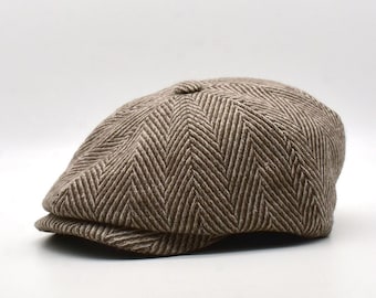 Coppola in misto lana a spina di pesce marrone: stile Peaky Blinders