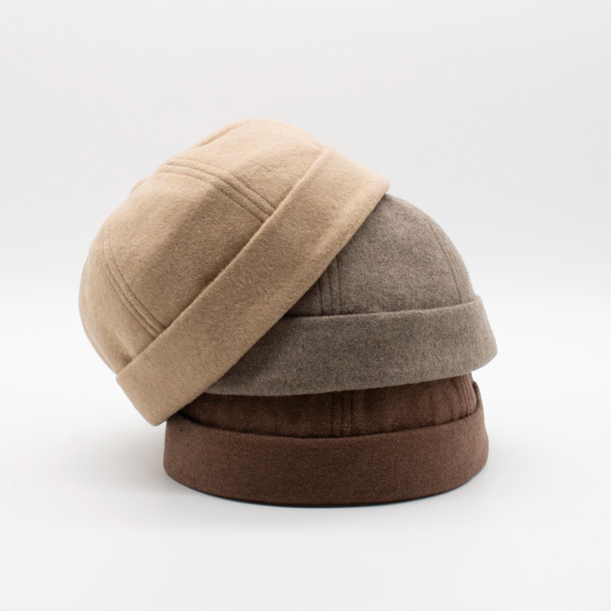 Docker Cap | Wool Docker Hat | Modern Docker Hat | Brimless Beanie | Sailor Fisherman Leon Rolled Cuff Retro Adjustable Skull Cap