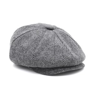 Herringbone Wool Blend Newsboy Cap: Peaky Blinders Style