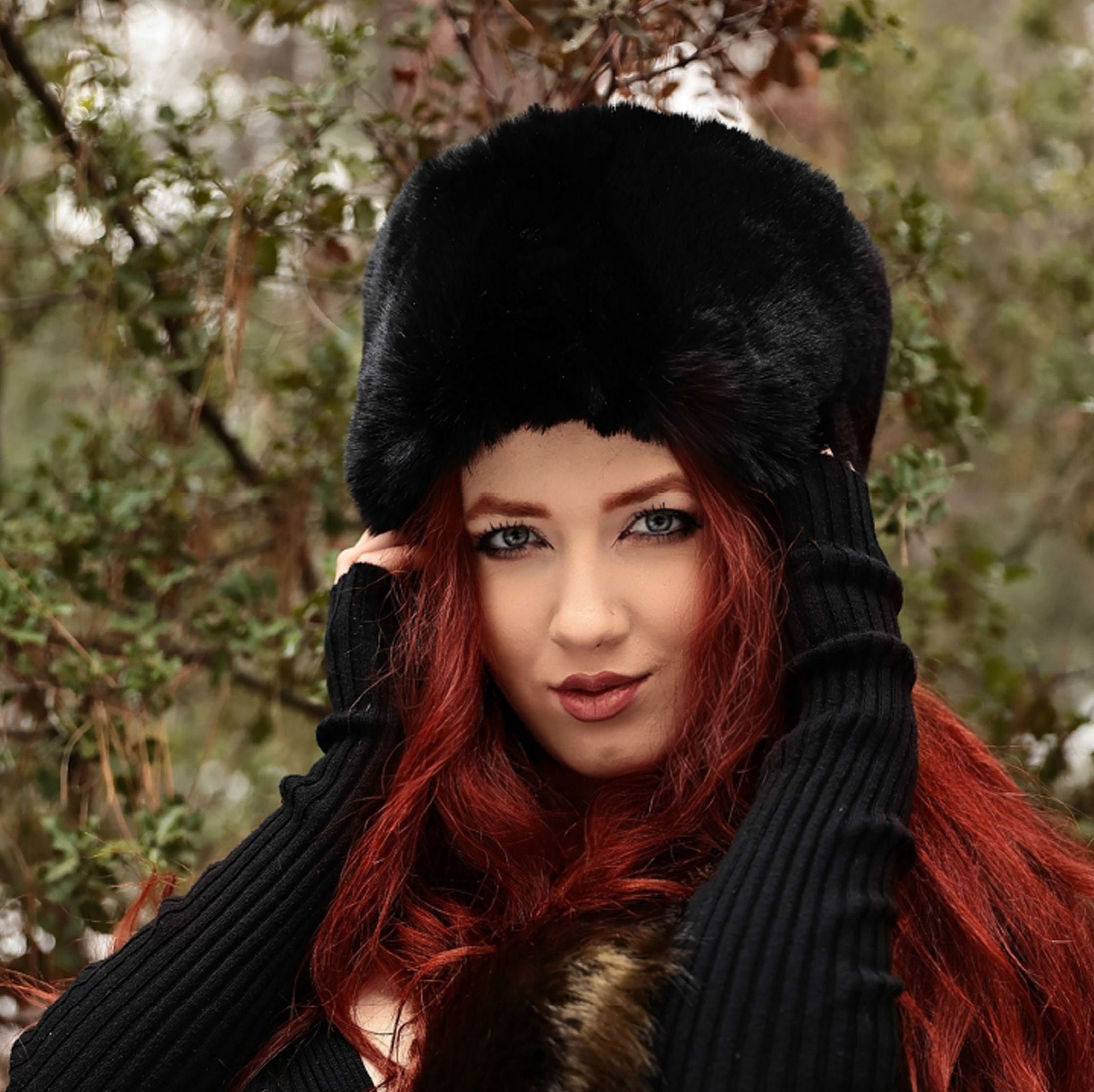 Lifup Damen Kunstpelz Hut Cossack Russische Mütze Kosakenmütze mit Schwanz  Beige Mittel : : Fashion