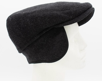 Wool Irish Flat Cap: Winter Newsboy Hat with Ear Flaps