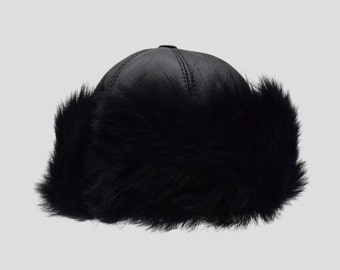 Echt lederen winterbontmuts | Unisex geschoren schaap 100% lederen hoeden | Buitenmuts met schapenvacht en wolvoering | Kerstcadeau